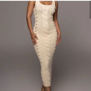 Jluxlabel Elegant Cream Knit Dress